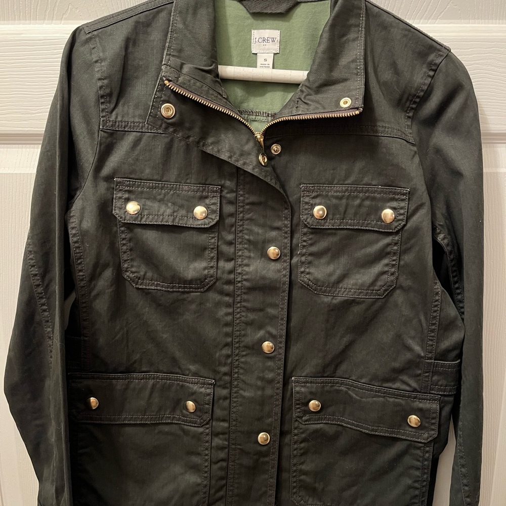J. Crew Green Utility Jacket with Gold Hardware